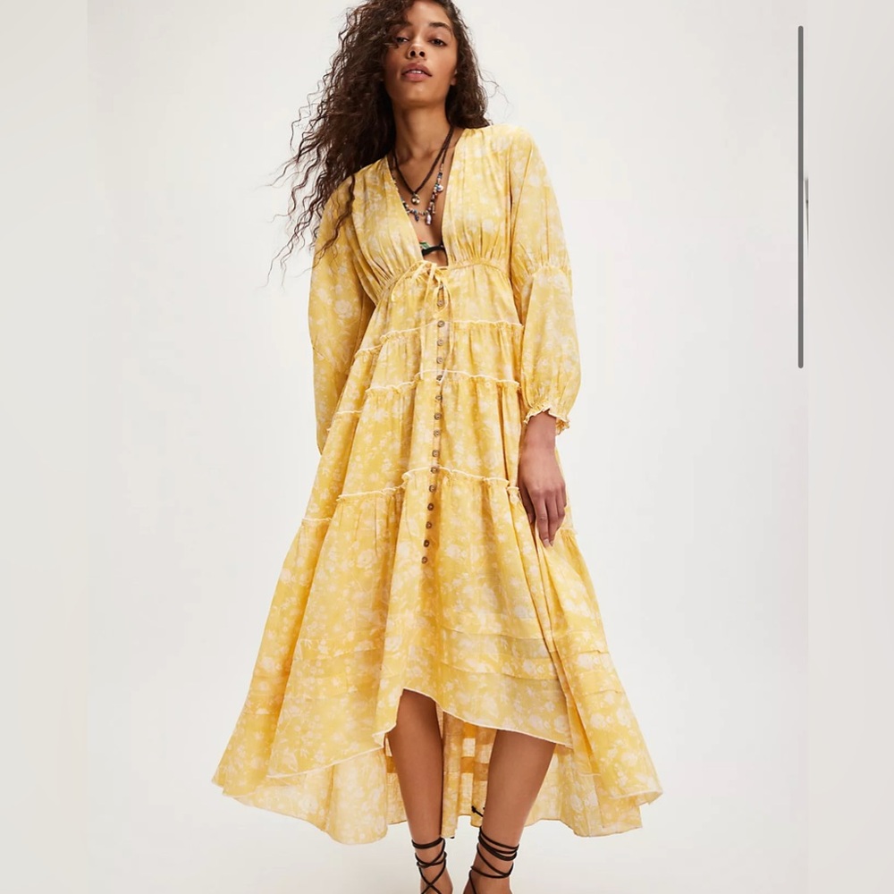 NWT Free People Yellow Midi Dress